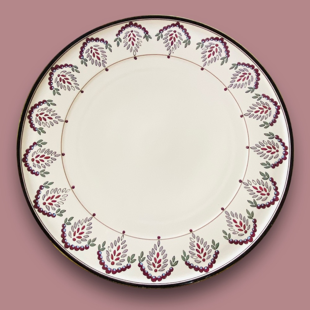 Vintage Christopher Stuart Royal Black 13” Bone China Platter Design M. Paradise